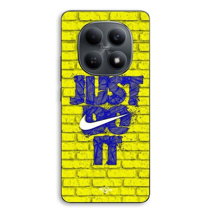 Coque de téléphone - MANIACASE - Xiaomi Redmi Note 15 5G - Silicone TPU - Bleu front jaune - Logo «Just Do It»