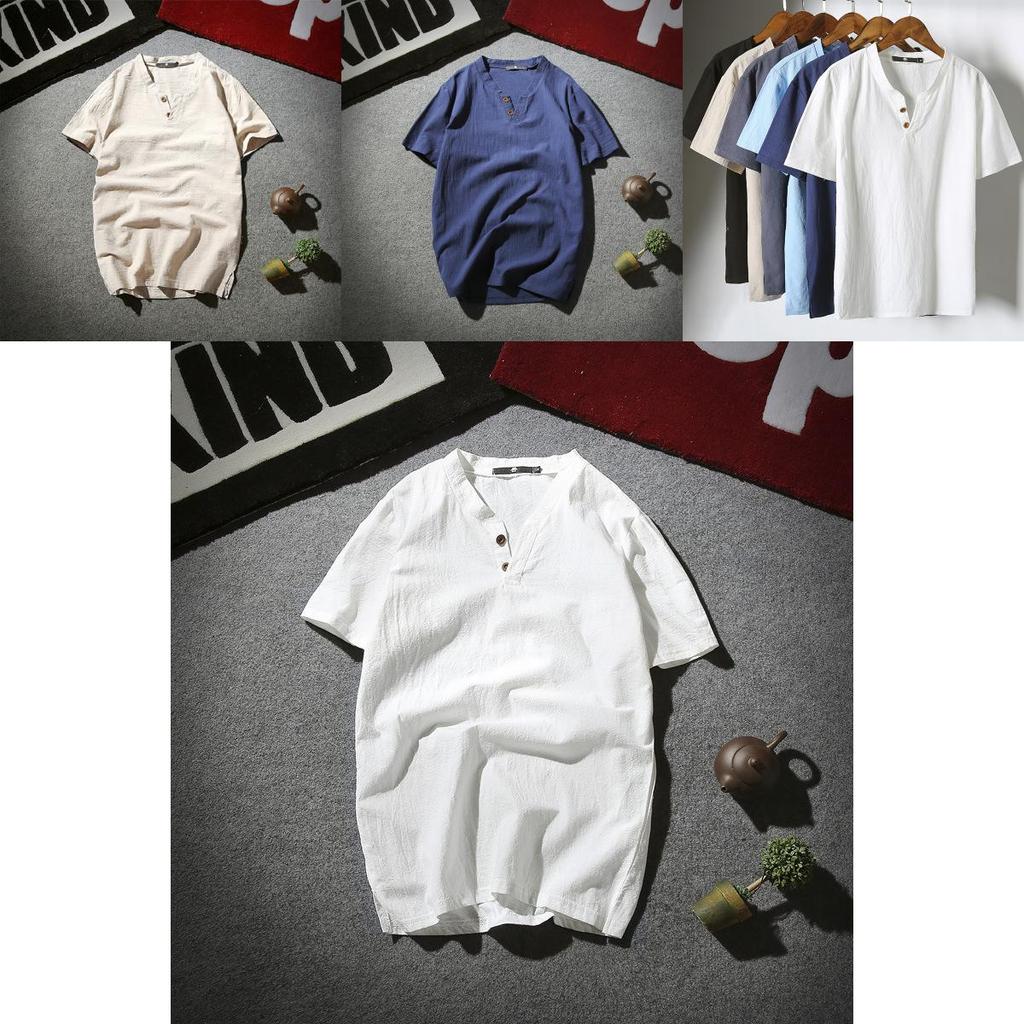 Exquisite 2018 Summer Japanese Linen Short-sleeved T-shirt For Men With Retro Appeal