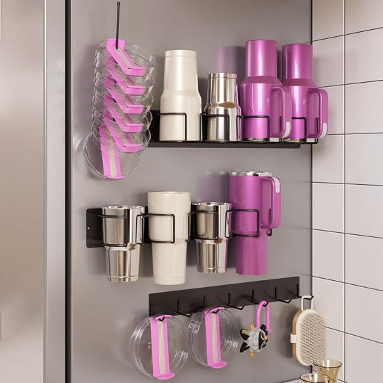 Magnetic Cup Storage Rack Water Bottle Holder Rustproof Strong Load-bearing Easy To Install