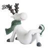 Knitted Scarf Deer Scarf Cute Minimalist Reindeer Resin Decor Nordic Figurine with Healing Statue Matte White Animals Mini Animal