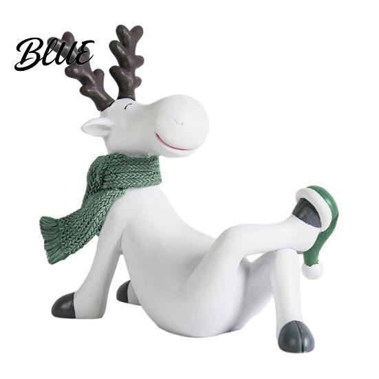 Knitted Scarf Deer Scarf Cute Minimalist Reindeer Resin Decor Nordic Figurine with Healing Statue Matte White Animals Mini Animal