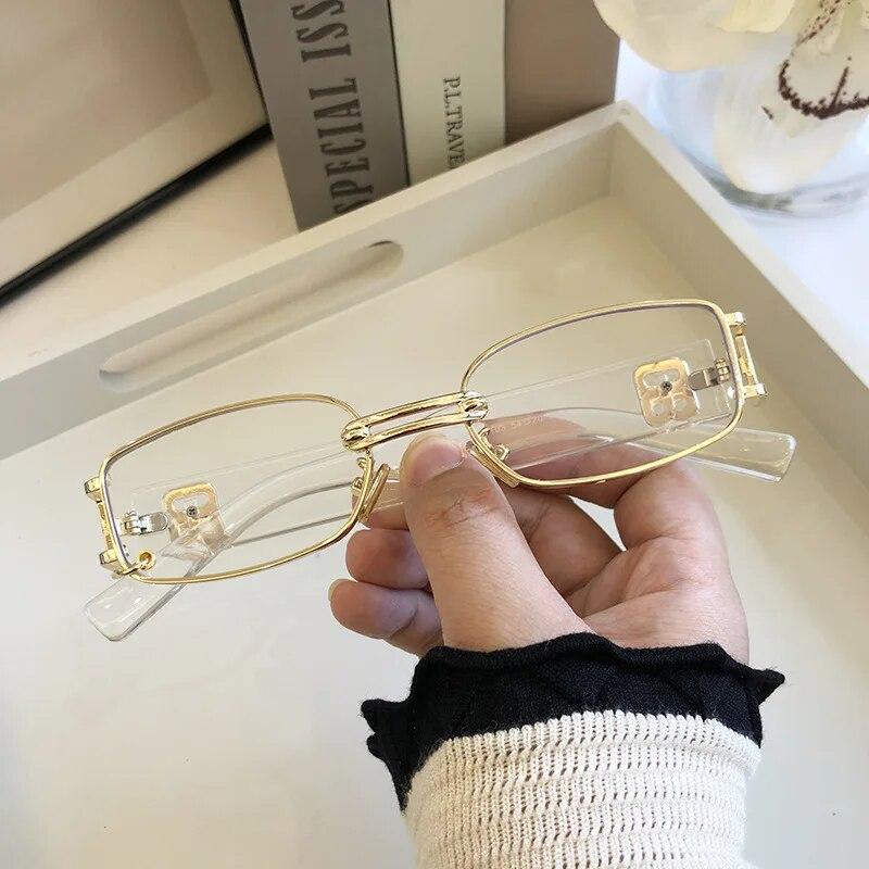 Sunglasses Luxury  Square Eyeglasses Vintage Metal Black Lenses Brown Men Womens Sun Glasses Outdoor Travel Driving Glasses