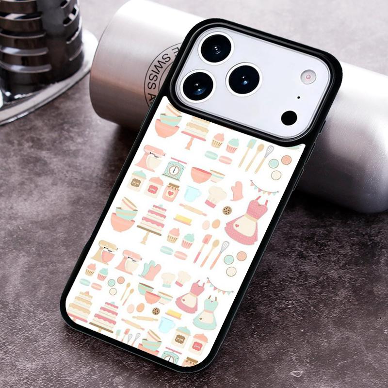 Vintage Baking Pattern Phone Case For iPhone 17,16e,15,14,13,12,11,Mini,Pro,MAX soft Silicone Cover