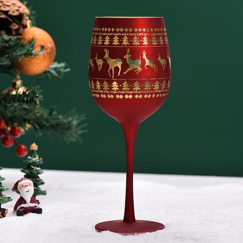 Elk Snowflake Goblet Christmas Red Wine Glass Cups Egg Cups Electroplating Engraving Champagne Glass Christmas Party Bar Glass