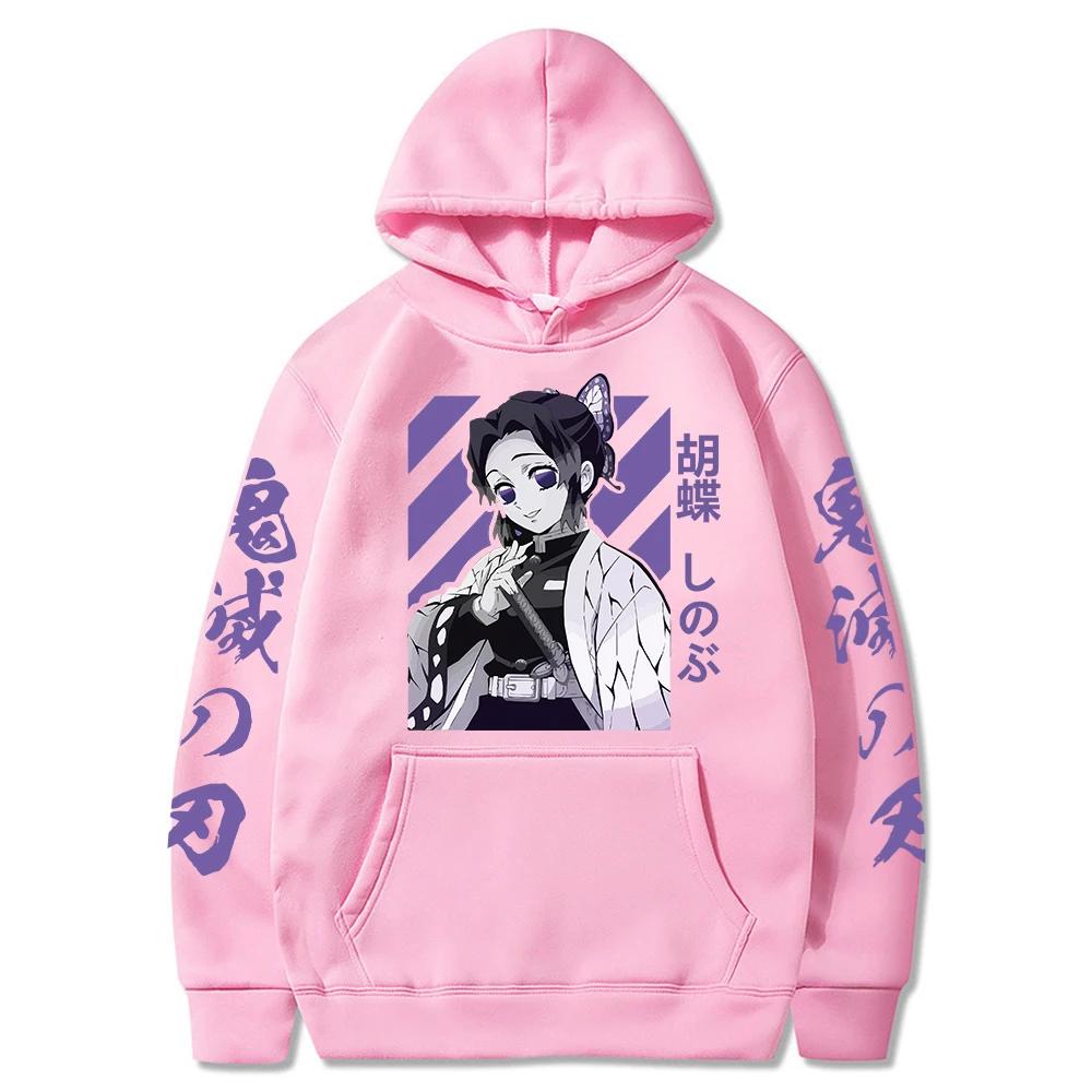 Demon Slayer Shinobu Kochou Graphic Hoodies Kimetsu No Yaiba Anime Hoodie Spring Warm Pullover Sweatshirts Tops