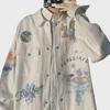Men's Colorful Graffiti Denim Jacket - 2023 Spring & Autumn Collection, Unique Lapel Design, Loose Fit