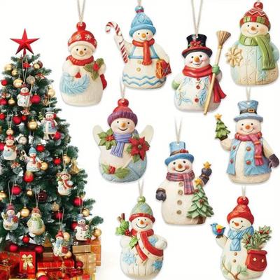 45553 stk Snowman anheng tre julehengende ornament malt hengende snømann med hyssing