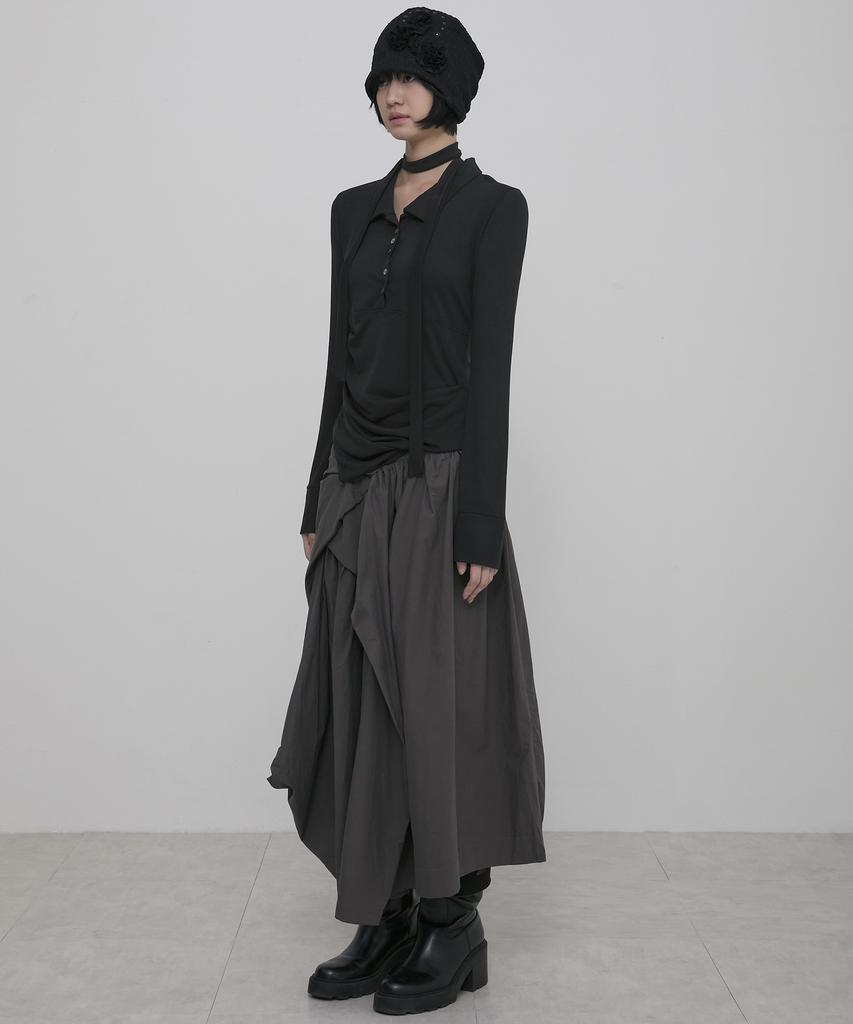 Peulleeoeob Asymmetrical Draped Shirt (Fl-186_Black)