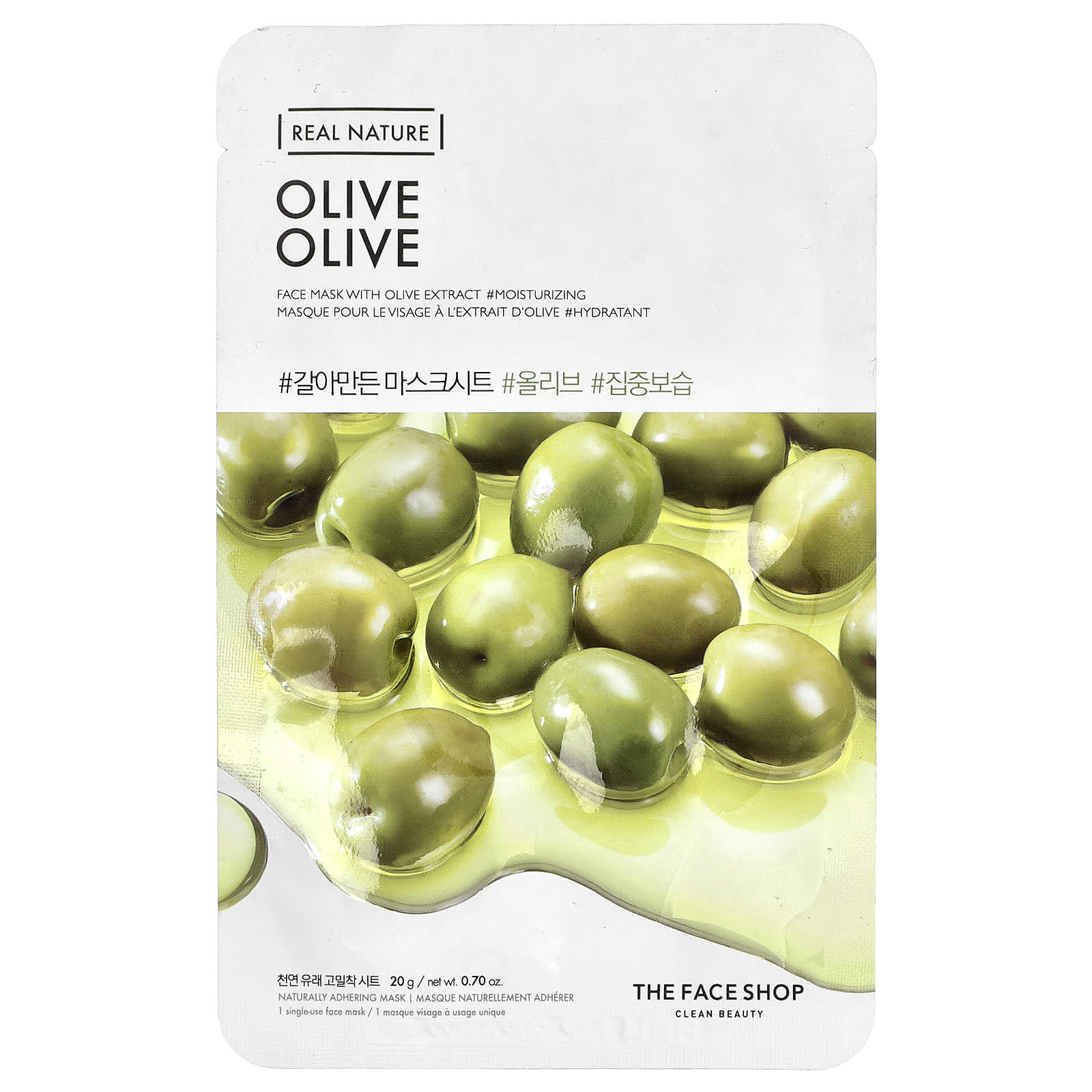 

The Face Shop, Real Nature, Beauty Face Mask, Olive, 1 Sheet, 20g (0.70oz)