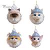 Winter Knitted Hat Ornament Plush Pet Shaped 2D Acrylic Cat Dog Rabbit Christmas Tree Pendant Cozy Animal Charm for Car Rearview Mirrow Window