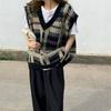 Women's Spring and Autumn Waistcoat Trend College Style Jacquard Loose Collar All-match Knitted Outer Wear