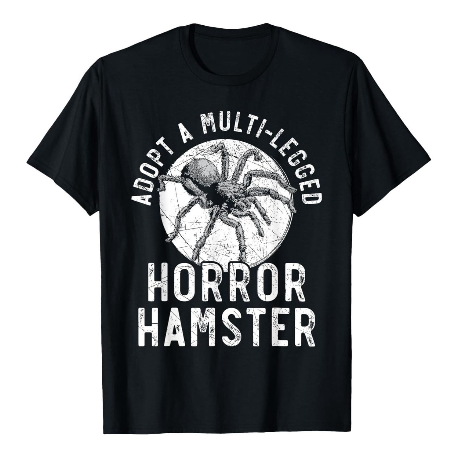 

2026 Men s Funny Horror Hamster Tarantula T-shirt, Casual Cotton Short Sleeve Graphic Tee for Spider Lovers S