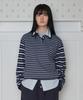 Tudument Stripe Long Sleeve Polo Knit_Navy