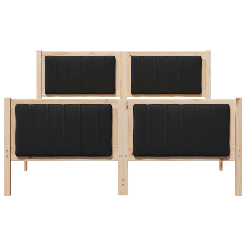 Brown and Black Bed Frame 135 x 190 cm Solid Pine Wood