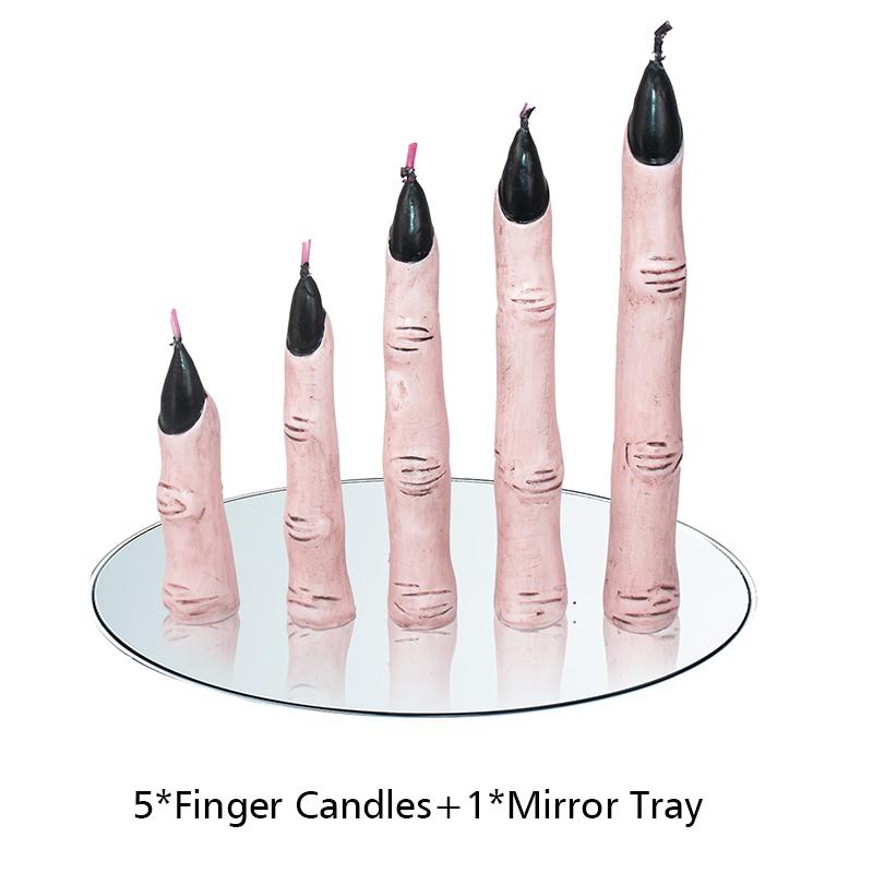 5PC/Set Finger Candles Novelty With Black Nails Realistic Party Decoration Gothic Creepy Witch Thumb Candle Scary 2 Colors