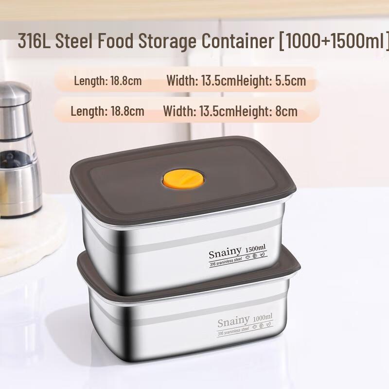 Fango Antibacterial 316L Stainless Steel Sealed Food Containers Set