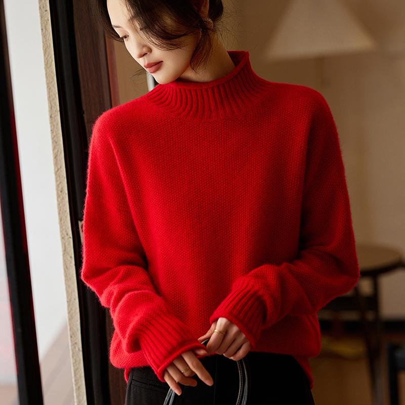 Women's Cashmere Sweater Qinghe Cashmere 30% Cashmere 70% Wool Autumn and Winter Pullover Warm and Fashionable