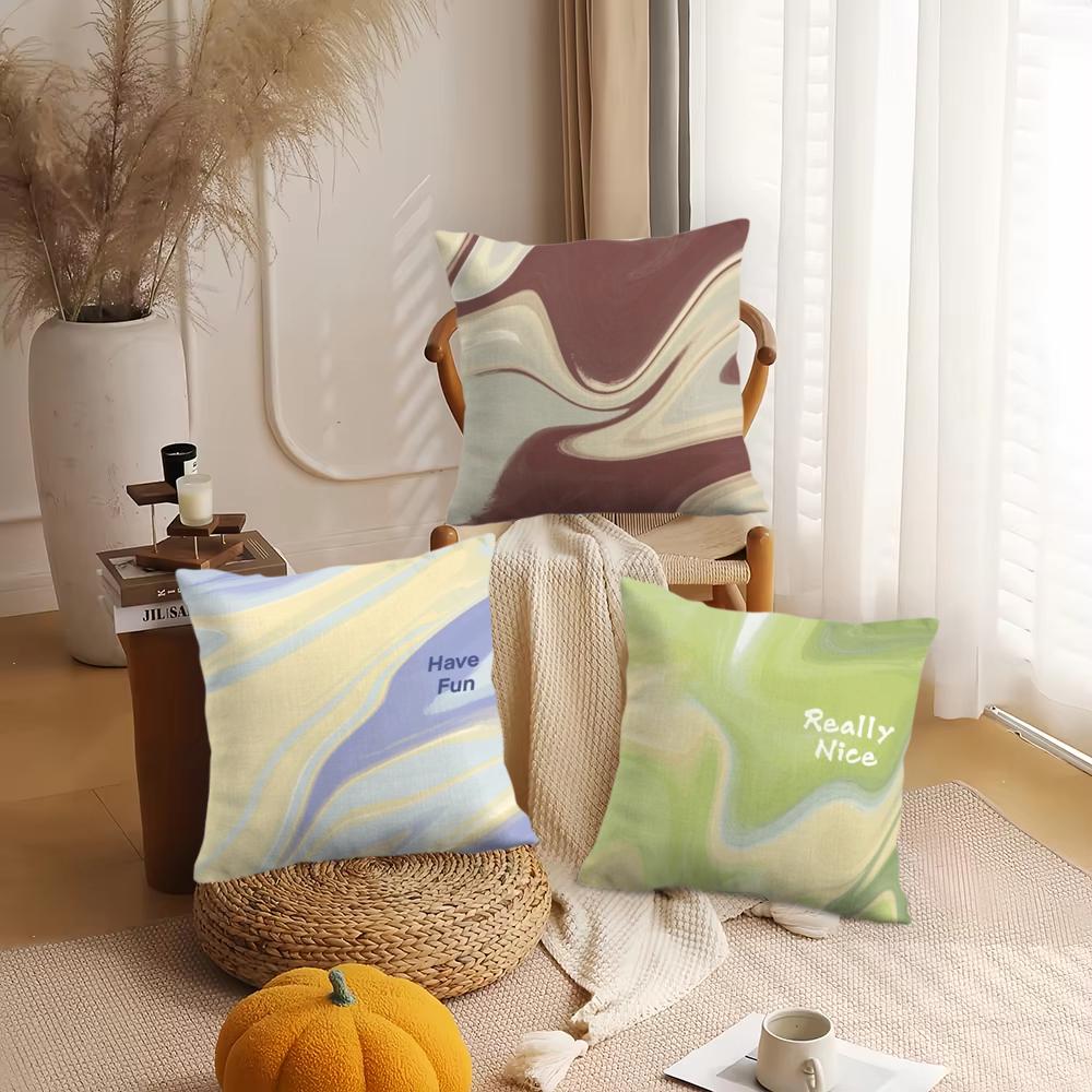 Colorful Marble Pattern Cushion Cover Short Plush Double-Sided Printing Home Machine Washable In Warm Winter Pillow Cover