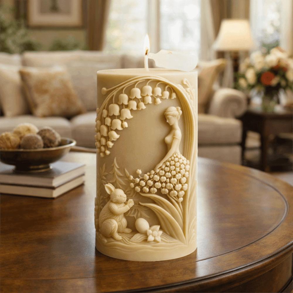 3D Flower Girl Candle Mold Non-stick Pillar Candle Mold Decorative Plaster Mold  DIY Crafting