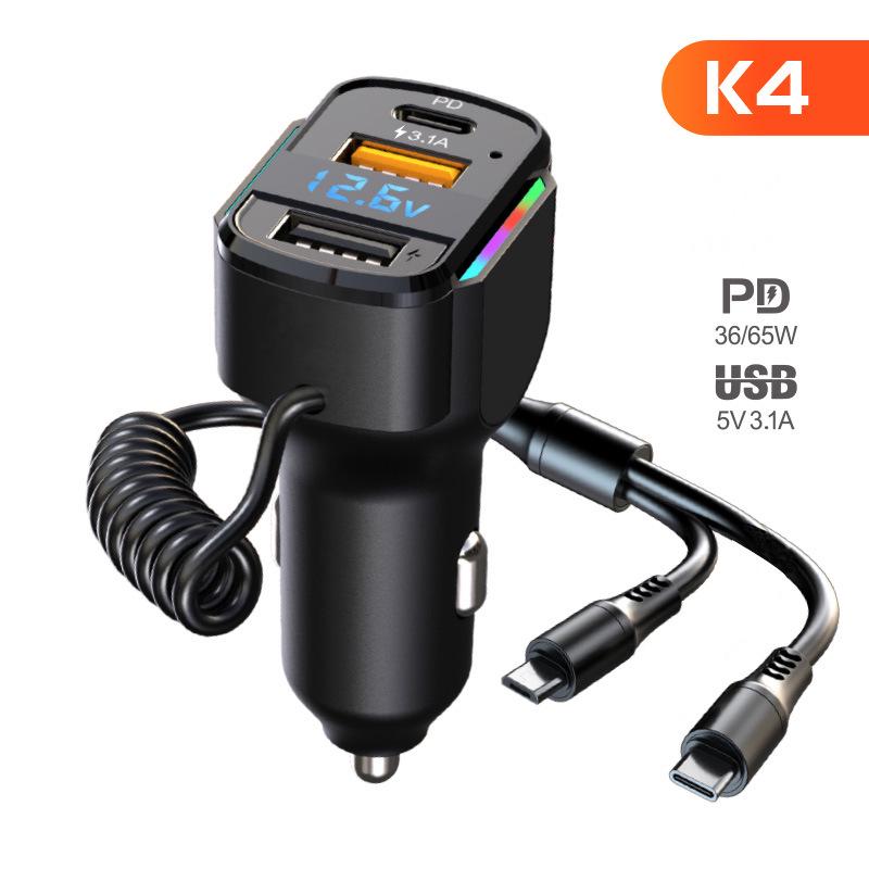 

PD65W Dual USB Car Charger with Fast Charging and Cable