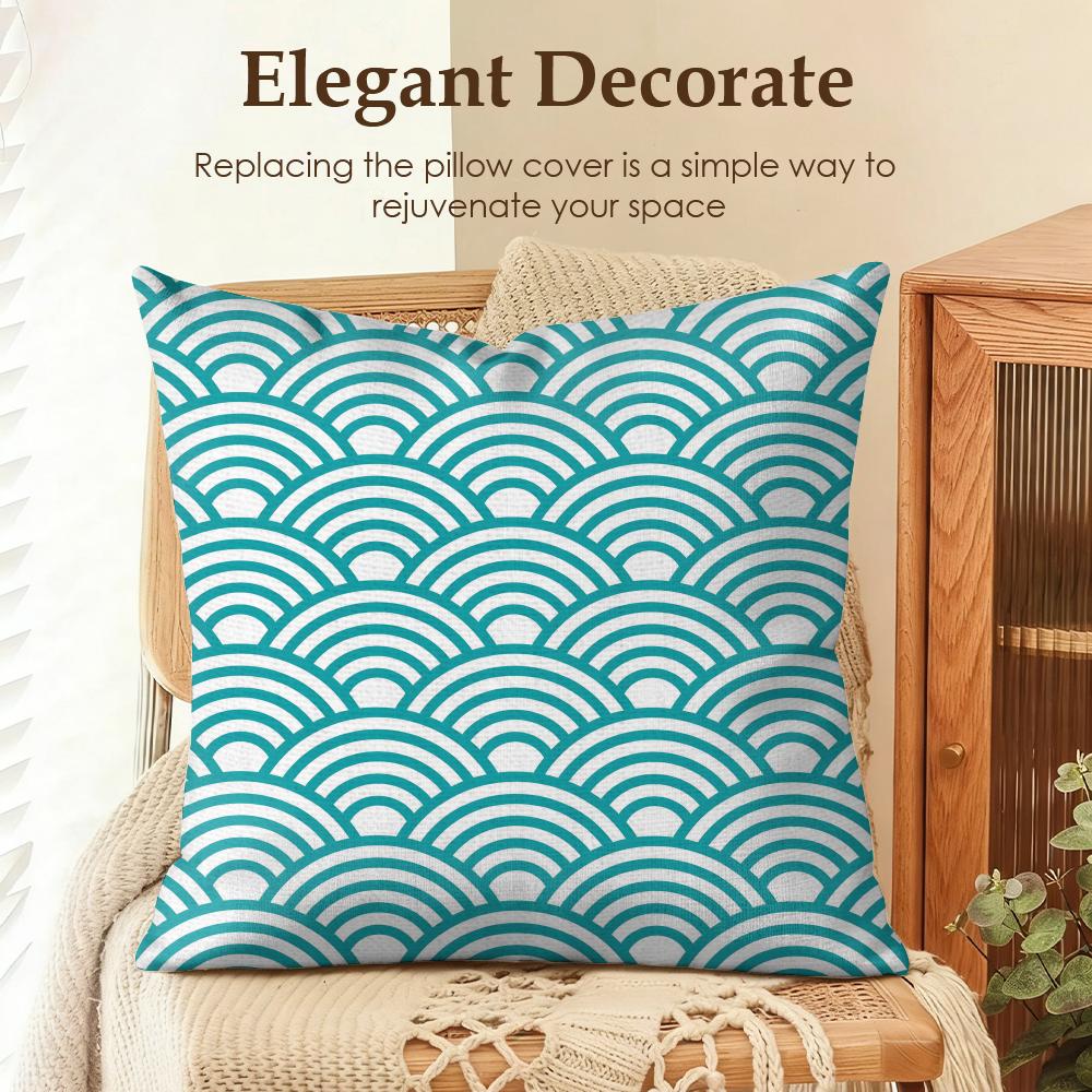 

Art Seigaiha Pattern Cushion Cover Natural Linen Organic Fabric DoubleSided Printing Sofa Home Decor Gift Pillow Case 30x30cm