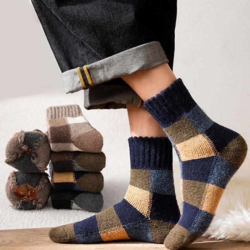 Check socks, long socks, thick socks, fashion socks, winter socks Check socks black