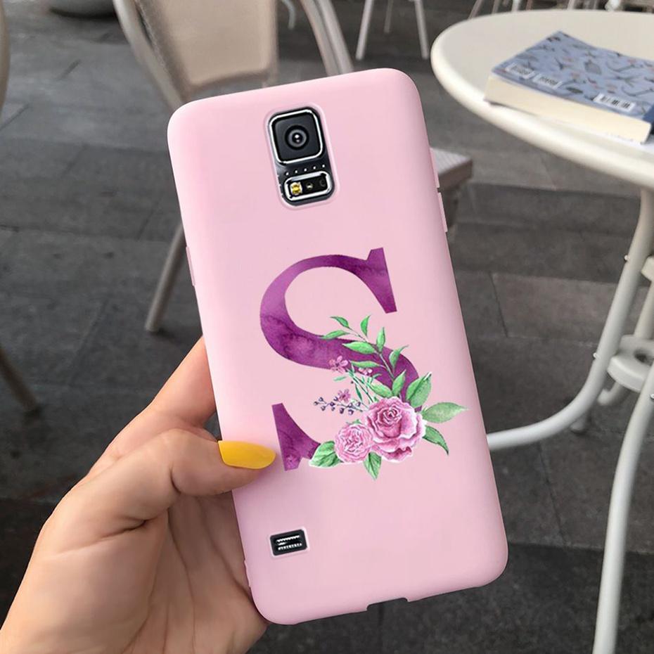 For Samsung Galaxy S5 I9600 Phone Case Flower Initial Alphabet Case For Samsung S5 Neo S 5 G900 G903F SM-G900F Soft Silicon Case