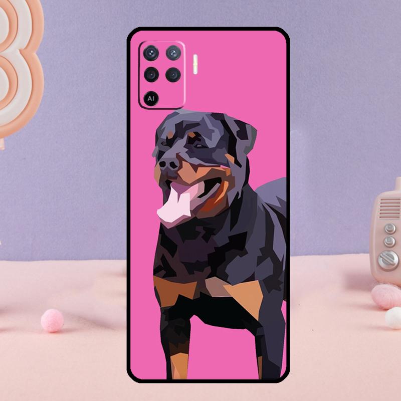 Cute Rottweiler Dog Phone Case For Oppo A58 A18 A38 A78 A98 A17 A77 A80 A40 A60 A16 A76 A96 A74 A94 A54 A15 A57S