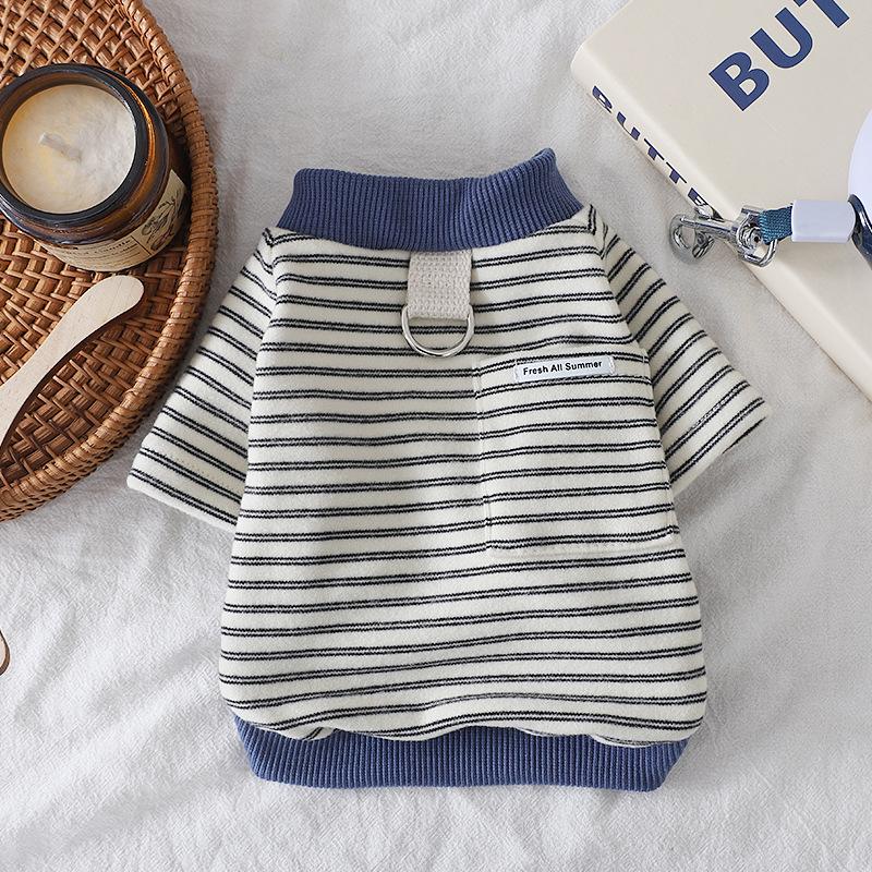 Pet Spring Striped Short Sleeve Cat T-shirt Teddy Two Leg Top Sunscreen Vest Puppy Clothes Dog Clothes for Small Dogs