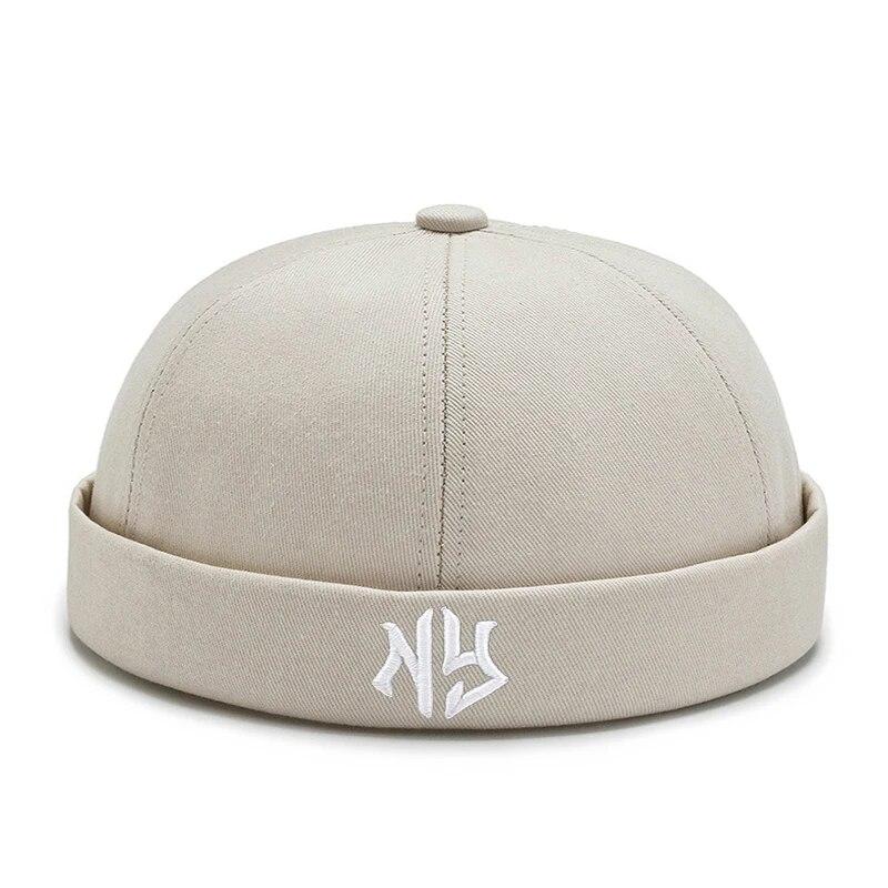 

Новая Мода Буква NY Высокое Качество Шапка Бини Ретро Матросские Шапки Унисекс Уличная Защита от Солнца Мужская Женская Кепка Регулируемая 58/59 бежевый