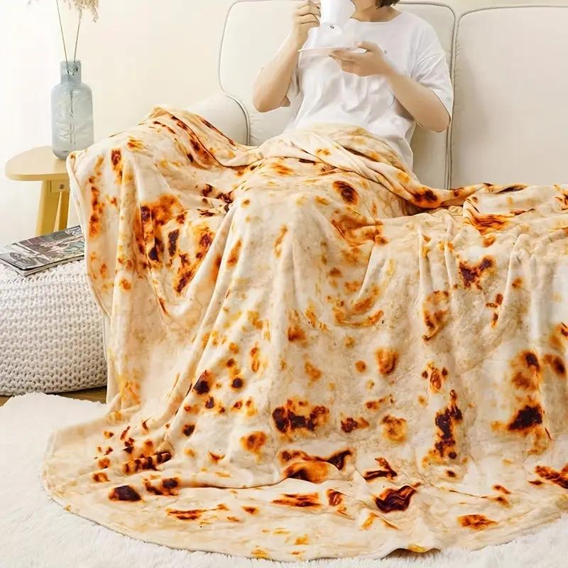 1 Stück Pizza-Muster Flanell-Decke, Nickerchen-Decke Warm Gemütlich Weiche Überwurfdecke für Couch Bett Sofa