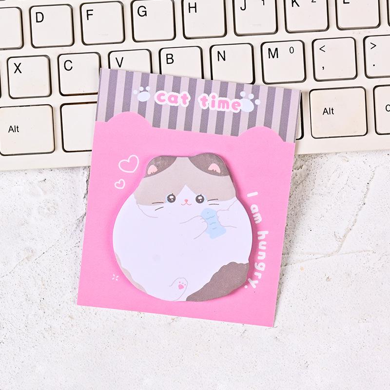 Cartoon Cat Memo Sticky Notes - Cute Irregular Shaped Animal Message Pads for Students