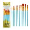 10-Piece Children's Paint Brush Set: Blue Handle Nylon Brushes for Acrylic, Watercolor, and Oil Painting