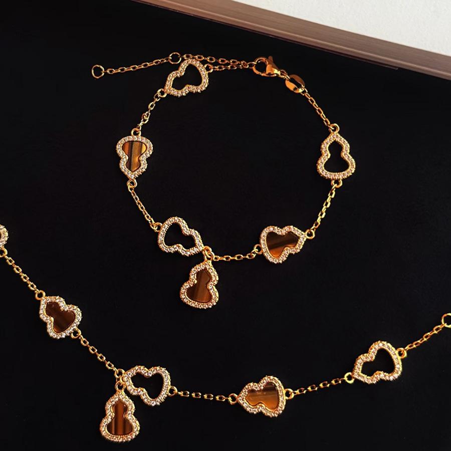 18K electroplated zircon gourd hollow adjustable bracelet new Chinese retro bracelet temperament niche jewelry