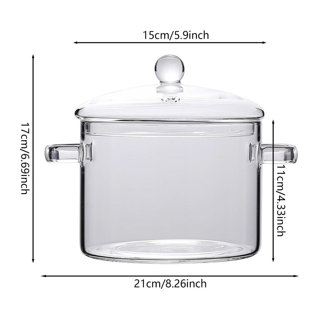 Glass Cooking Pot Glass Saucepan Clear Heat Resistant Stockpot Double Handle Cookware Pot Non Stick Kitchen Cooking Tools