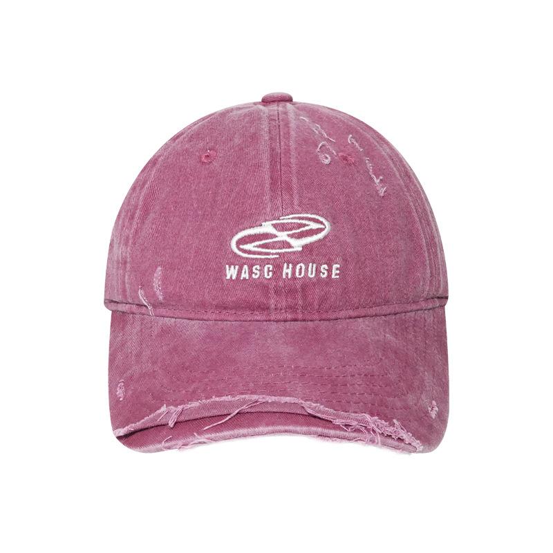 Hat Men's Street Old Ripped Denim Baseball Cap Women's Trend Brand Letter Embroidery Cap Big Head Circumference