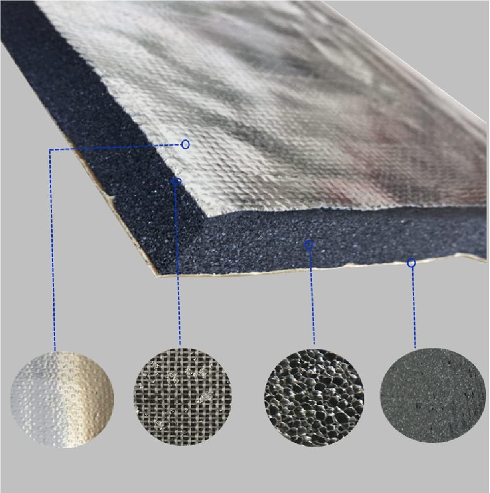 Car Insulation Material Mat 158"x40" Foam Insulation Shield Adhesive Backed Aluminized Car Sound Deadening Pad for Hood,Floor