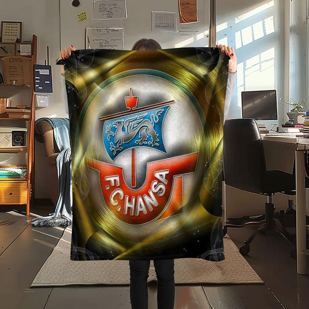 1PC F.C. Hansa Rostock Patterned Flannel Blanket Suitable For All Seasons for Home Decor Warmth and Comfort Gifts Holiday Present