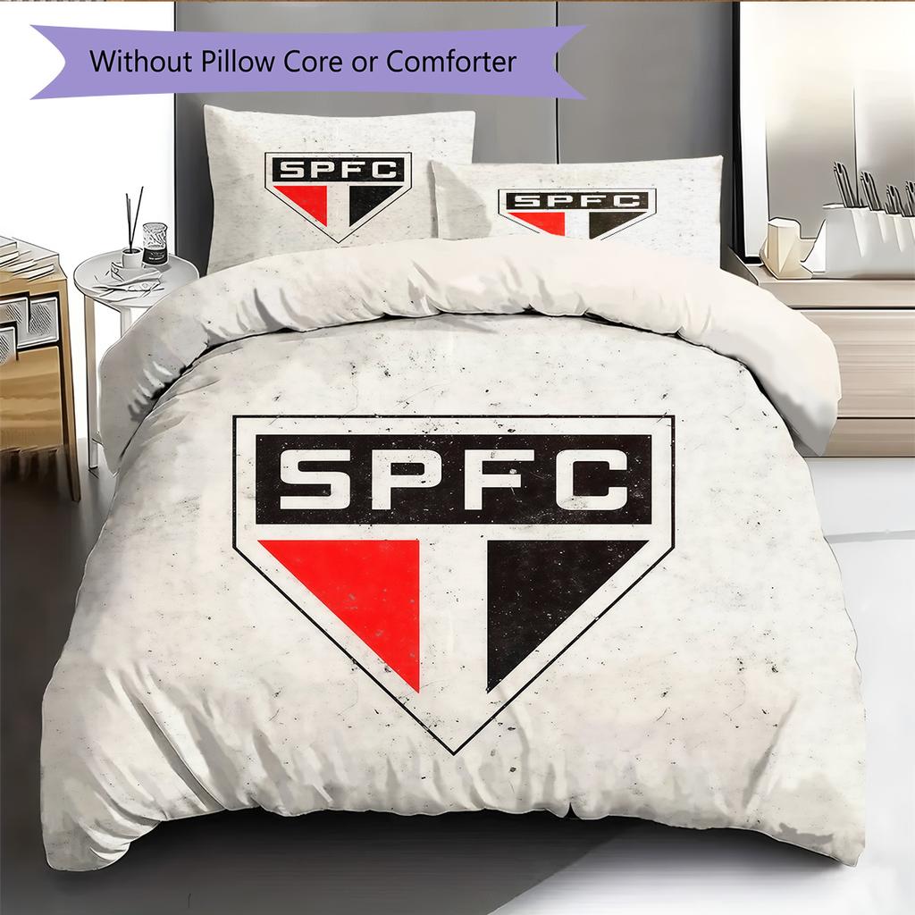 Sao Paulo FC3 Pattern Bedding Quilt Set  Home Decoration  Gift (1 * Duvet Cover + 2 * Pillowcase  Without Core)