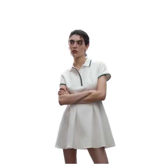 Evropský a americký styl dámské žebrované šaty s širokým lemem - Kolekce jaro a podzim 2025