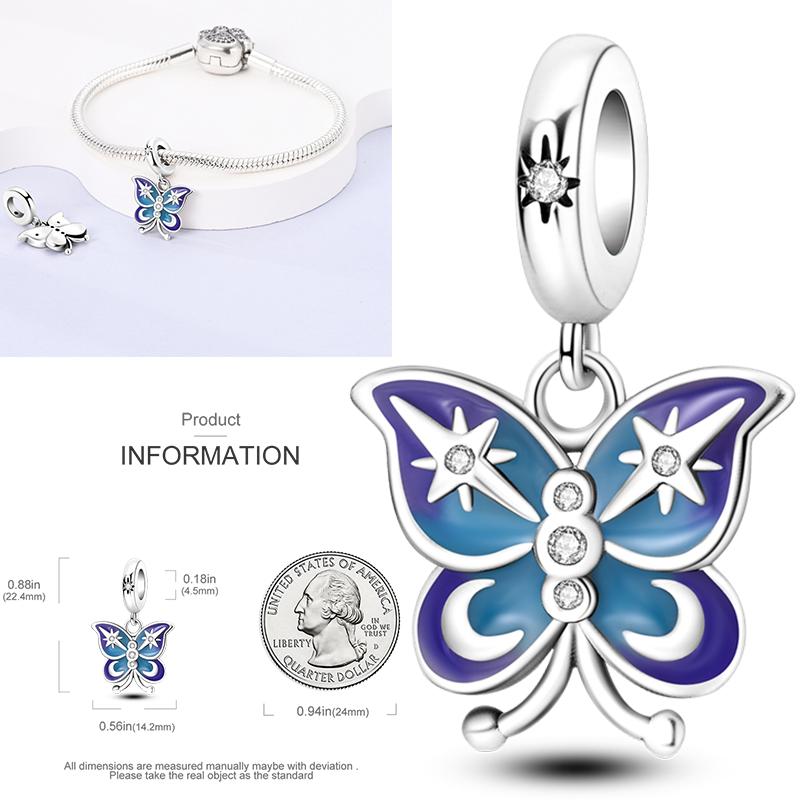 Copper Dragonfly Butterfly Pendant Charms Bead Fit Original Bracelet Bangle Women Jewelry Girl Making Beads