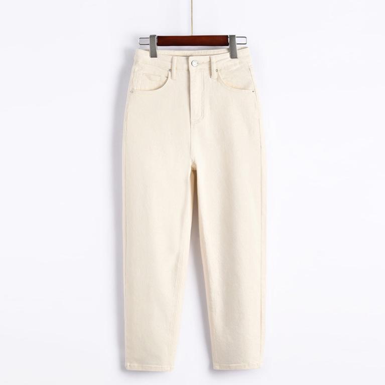 

Clearance: Women s Black Denim Fleece-Lined Harem Pants - Warm, Thick, and Slimming for Autumn/Winter XL