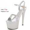 Fashion Shoes for Women 17CM High Heeled Sandals Open Toe Shoes Summer Buckle Strap Platform Party Club Striper Shoes Female Stiletto