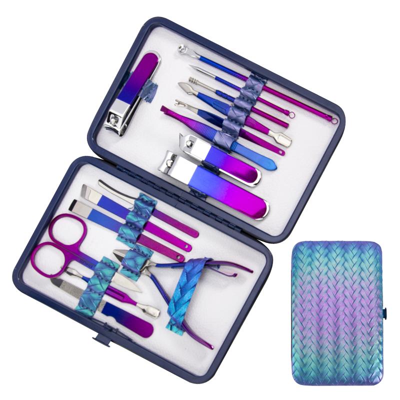 Finger Nail Clippers Pedicure Knives Exfoliation & Nail Art Tools 18-Piece Set-Carbon Steel Durable