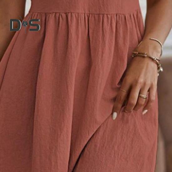 Summer Mini Dress Ruffled Short Sleeves O Neck Pleated A-line Dress Pure Color Loose Hem Dress for Dating Shopping Travel