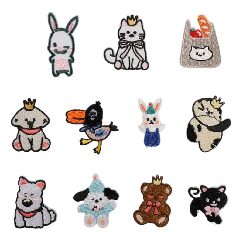 

11 Pcs Dogs Embroidered Patches Cartoon Cats Repair Patches Iron On Patches Applique Patches Sewing Patches for Clothes 1