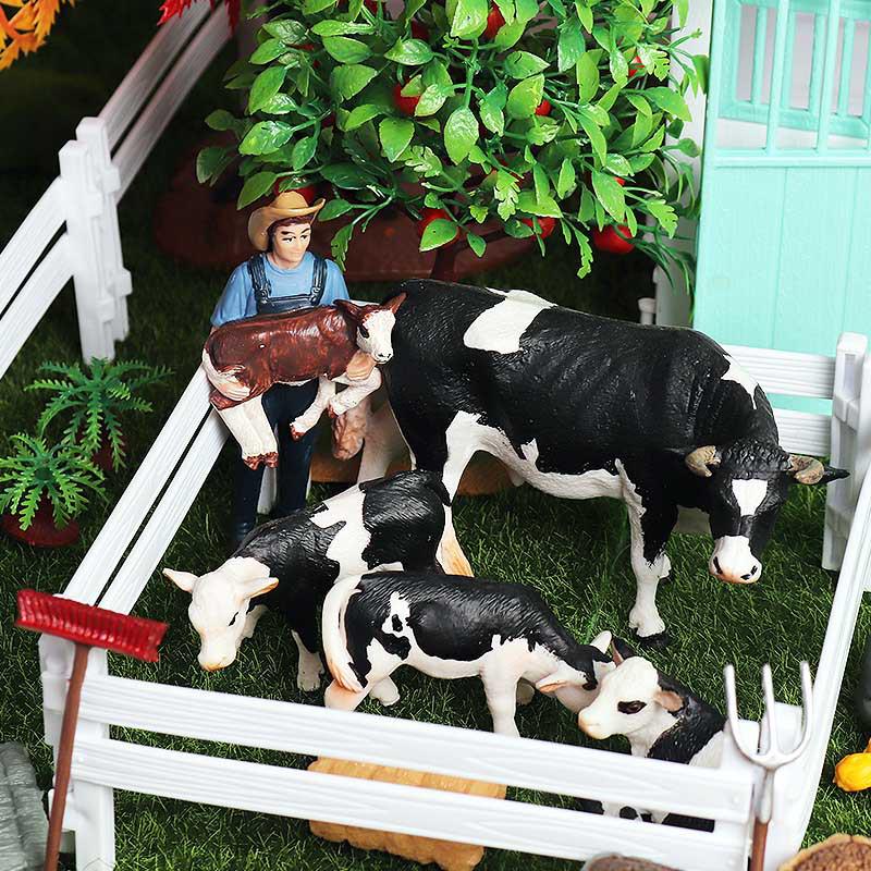 Animal Model Ranch Set: Chicken, Dog, Cow, Sheep, Horse Miniature Toy Scene