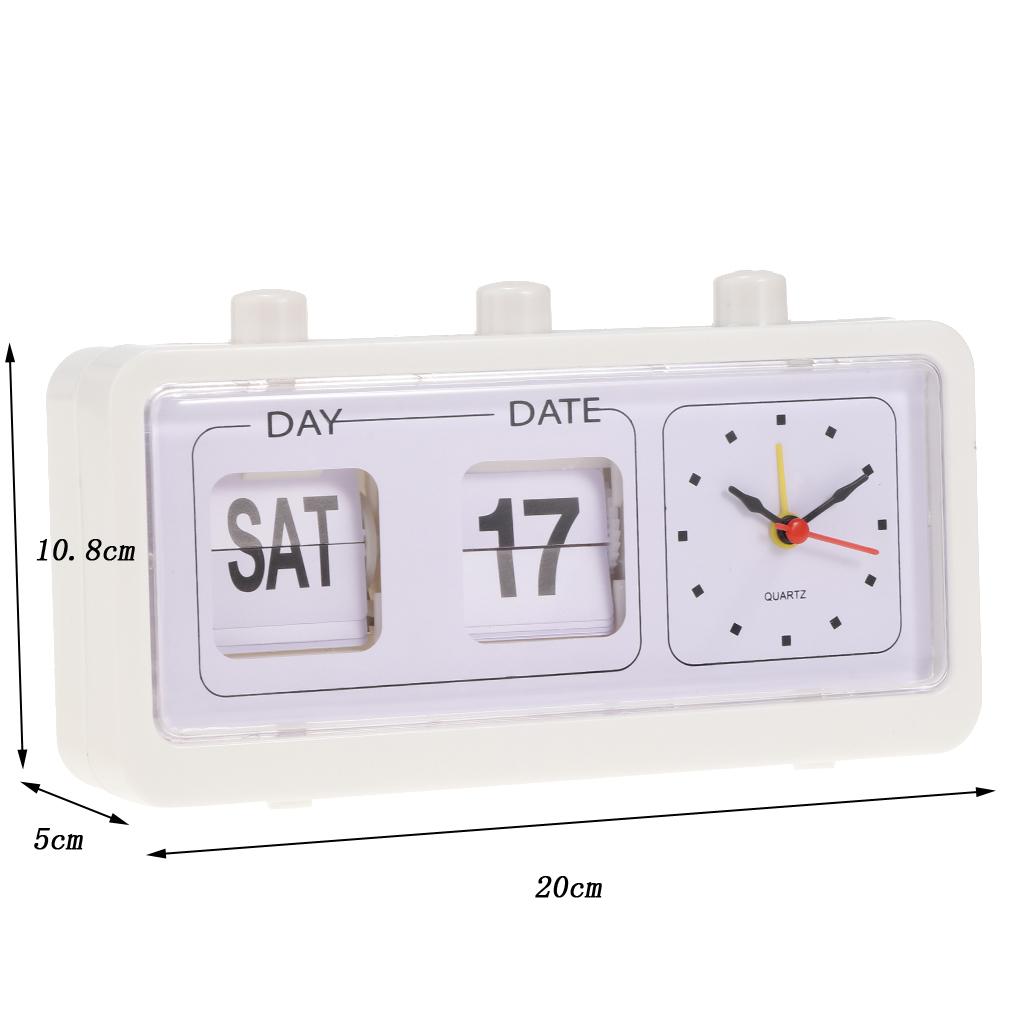 Vintage Retro Quartz Alarm Clock Flip Calendar Display Clock Day Date Time Display Clock for Home Bedroom Decoration