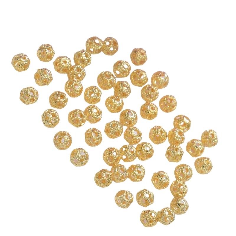 100pcs 4mm Round Spacer Beads for Bracelet Necklace Jewelry Making Gold Silver Color Beads Separators DIYs Accessory