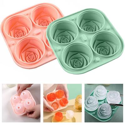 Moules à Glace Rose 3D Grands Plateaux à Glaçons Font 4 Formes de Fleurs Géantes Mignonnes